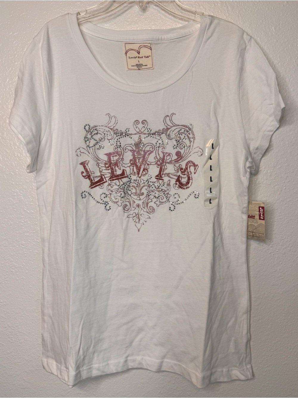 Y2K 2000s Vintage NWT LEVIS Women's Whimsical Fairy Print White T shirt sz L